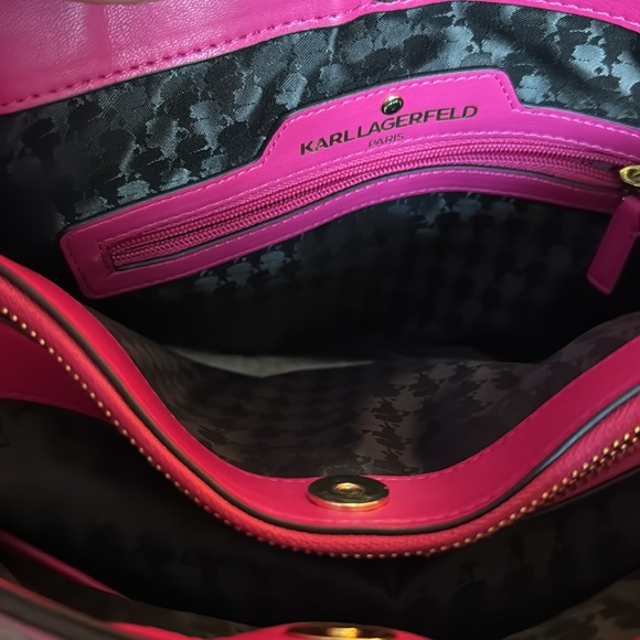 Karl Lagerfeld Paris Chantelle pink  magenta pink tote bag. - Picture 6 of 7